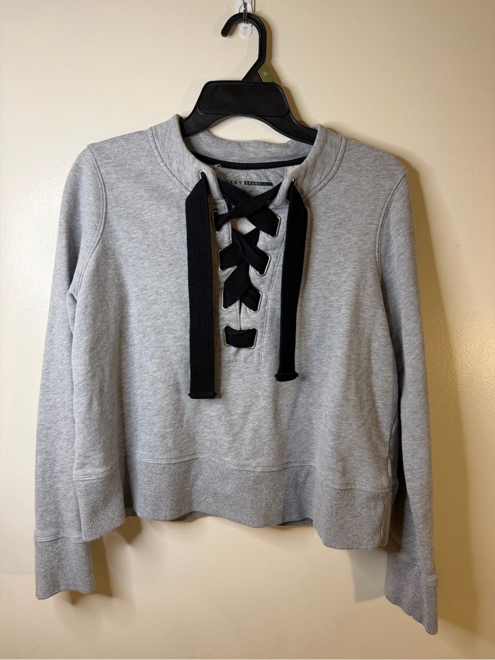 DKNY Sport Girls Gray Lace Up Sweatshirt Pullover Size M - Picture 3 of 3